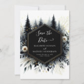 Save The Date Typographie élégante Mariage forestier enchanté (Devant)