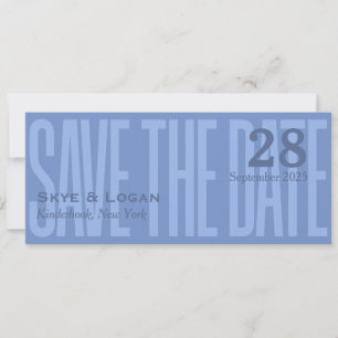 Save The Date Typographie Élégante Minimale Bleu Slim Enregistre