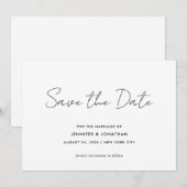 Save The Date Typographie élégante moderne simple noir et blanc (Devant / Derrière)