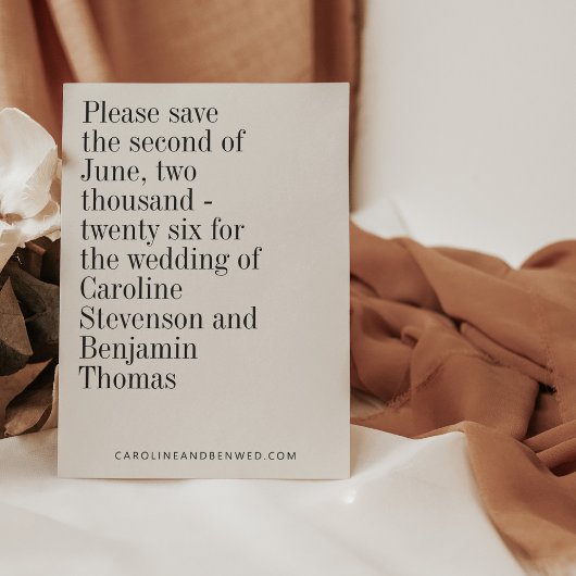 Save The Date Typographie élégante Noir Blanc Mariage moderne