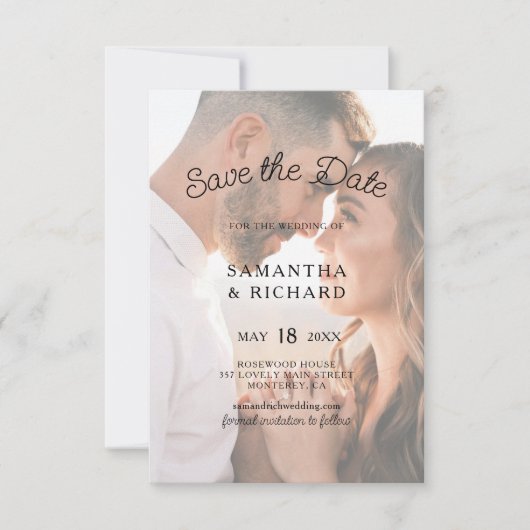Save The Date Typographie Élégante Photo Mariage Transparent (Devant)