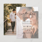 Save The Date Typographie Élégante Photo Mariage Transparent (Devant / Derrière)