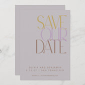 Save The Date Typographie élégante poussiéreuse lilas milieu de  (Devant / Derrière)
