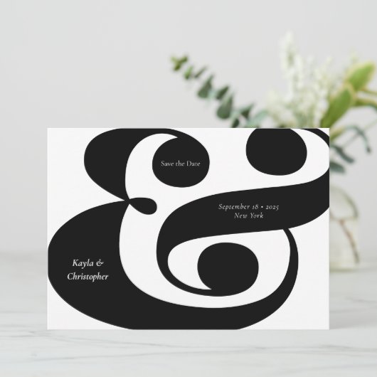 Save The Date Typographie en gras minimum Mariage d'esperie noir (Debout devant)