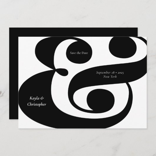 Save The Date Typographie en gras minimum Mariage d'esperie noir (Devant / Derrière)