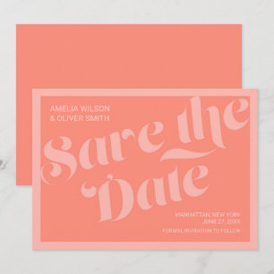 Save The Date Typographie flamboyante Coral Saumon Enregistrer l