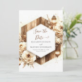 Save The Date Typographie florale Mariage rustique (Debout devant)