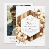 Save The Date Typographie florale Mariage rustique (Devant / Derrière)