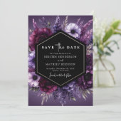 Save The Date Typographie Flore violet Mariage floral (Debout devant)
