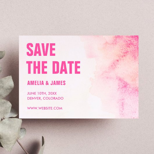 Save The Date Typographie Gras Blush Pink Ombre Dusty Rose