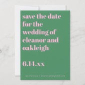 Save The Date Typographie Gras Mariage Moderne Rose Vert (Devant)