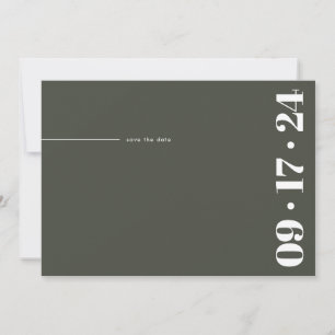 Save The Date Typographie gras Minimaliste Moderne Vert Olive