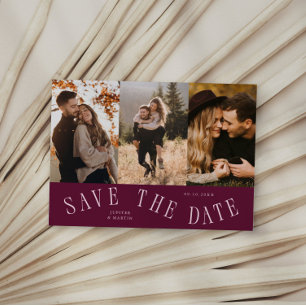 Save The Date Typographie incurvée Multi Photo Cranberry