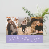 Save The Date Typographie incurvée Multi Photo Lilas (Debout devant)