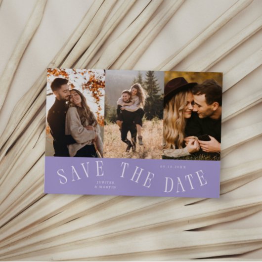Save The Date Typographie incurvée Multi Photo Lilas