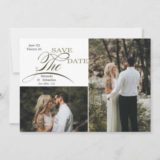 Save The Date Typographie Joueuse Tons de Terre 2 Photo (Devant)