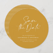 Save The Date Typographie manuscrite moderne mariage moutarde bo (Devant / Derrière)