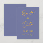 Save The Date Typographie Mariage Blueberry Sunshine (Devant / Derrière)