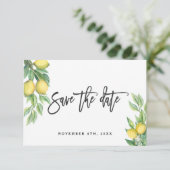 Save The Date Typographie Mariage de citron aquarelle moderne (Debout devant)