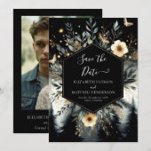 Save The Date Typographie Mariage forestier minimal enchâssé (Devant / Derrière)