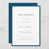 Save The Date Typographie minimale Élégant Élégant Mariage Turqu (Devant / Derrière)
