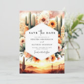 Save The Date Typographie minimale Mariage Cactus (Debout devant)