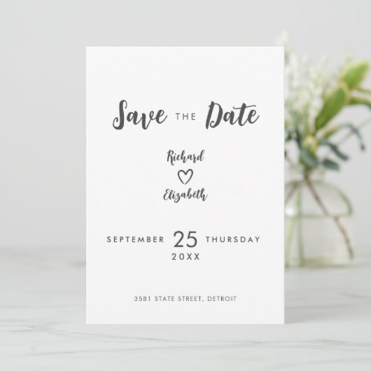 Save The Date Typographie minimale Mariage moderne Enregistrer l (Debout devant)
