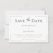 Save The Date Typographie minimale Mariage noir et blanc (Devant)