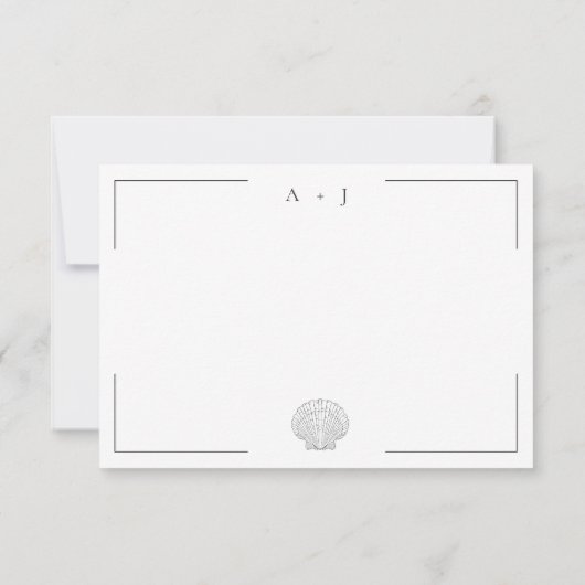 Save The Date Typographie minimale Mariage Shell noir et blanc (Dos)