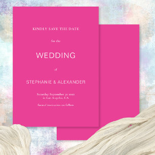Save The Date Typographie minimaliste Mariage rose chaud