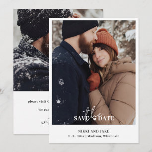 Save The Date Typographie moderne 2 Photo Mariage simple et élég