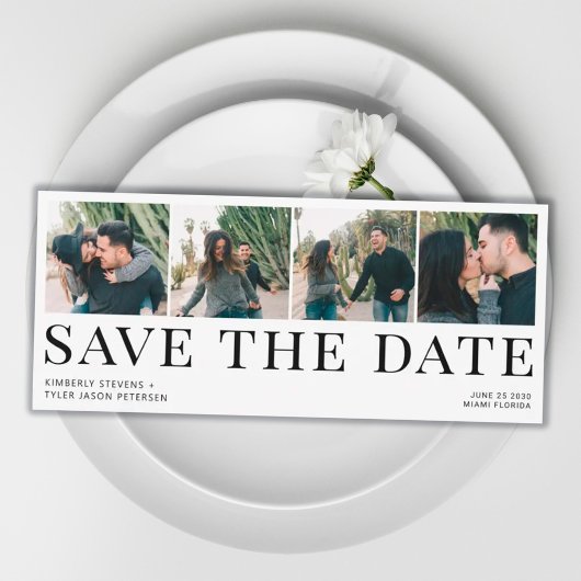 Save The Date Typographie moderne 4 photos mariage