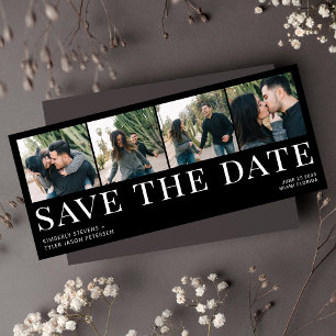 Save The Date Typographie moderne 4 photos noir mariage