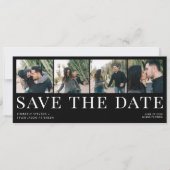Save The Date Typographie moderne 4 photos noir mariage (Devant)