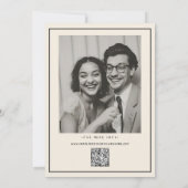 Save The Date Typographie moderne B&W Handwriting Photo Qr Code (Dos)