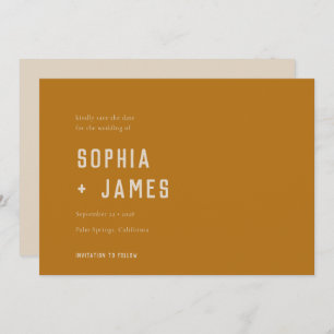 Save The Date Typographie moderne Boho Ochre Burnt Orange