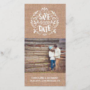 SAVE THE DATE TYPOGRAPHIE MODERNE BURLAP ENREGISTRER LA CART
