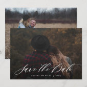 Save The Date Typographie moderne Calligraphie blanc superpositi (Devant / Derrière)