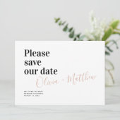 Save The Date Typographie moderne chic Enregistrer la date (Debout devant)