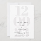 Save The Date Typographie moderne de date gris (Devant)