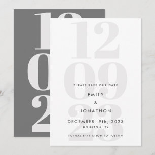 Save The Date Typographie moderne de date gris