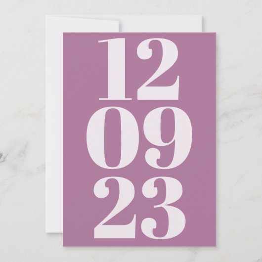 Save The Date Typographie moderne de date Mauve (Dos)