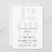 Save The Date Typographie moderne de la date Black Grey (Devant)
