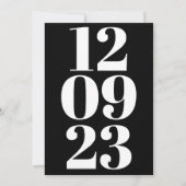 Save The Date Typographie moderne de la date Black Grey (Dos)