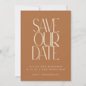 Save The Date Typographie Moderne de Milieu de Siècle en Terraco (Devant)