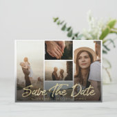 Save The Date Typographie moderne de style brosse dorée avec ima (Debout devant)