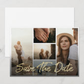 Save The Date Typographie moderne de style brosse dorée avec ima (Devant / Derrière)