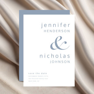 Save The Date Typographie moderne Dusty Blue Ampersand