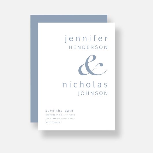 Save The Date Typographie moderne Dusty Blue Ampersand