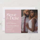 Save The Date Typographie moderne Dusty Rose Mariage photo (Devant)